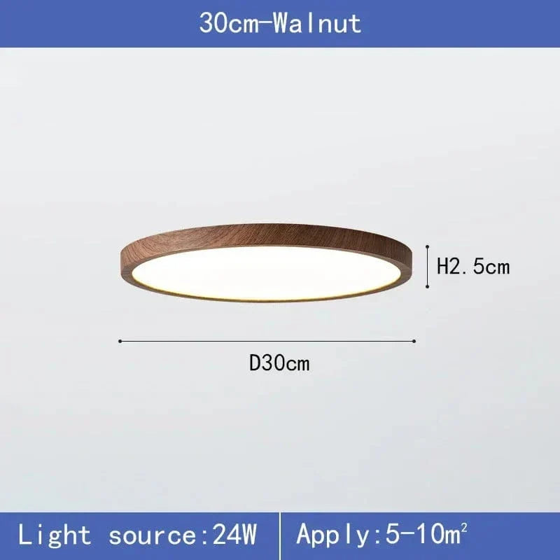 Modern Circular Ultrathin Wooden LED Ceiling Light Fixture