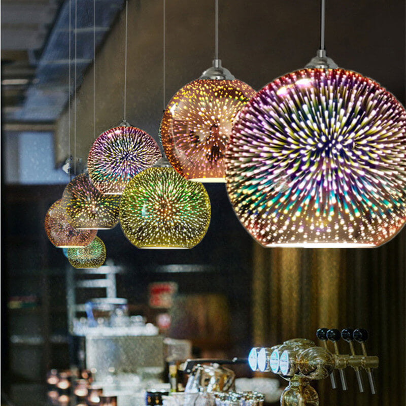 Modern creative 3D colorful firework glass 1-light dome pendant lamp