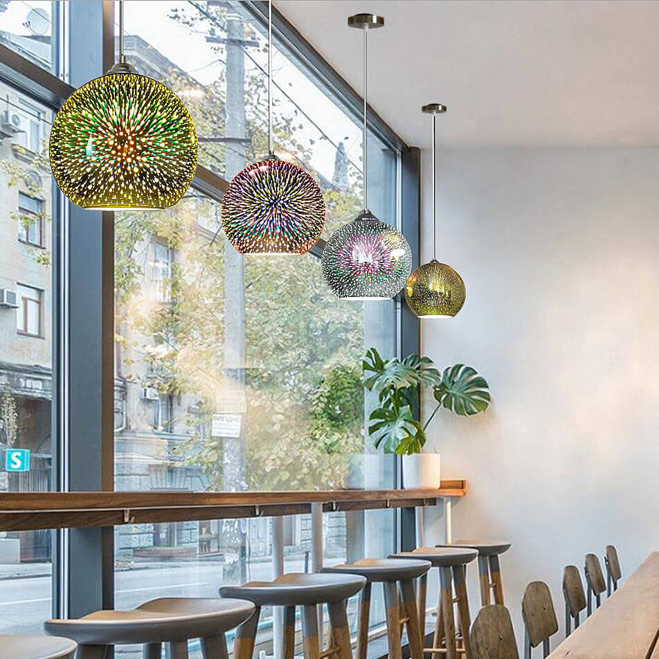 Modern creative 3D colorful firework glass 1-light dome pendant lamp