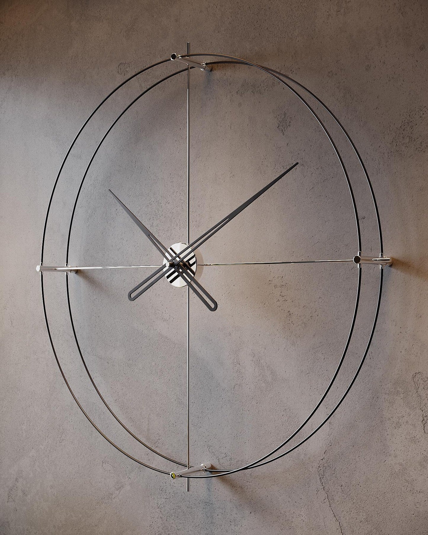Modern Large Wall Clock with Brown Hands – Minimalist Wall Clock for Living Room 60x78 cm