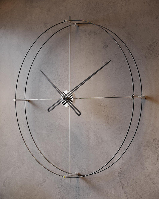 Modern Large Wall Clock with Brown Hands – Minimalist Wall Clock for Living Room 60x78 cm