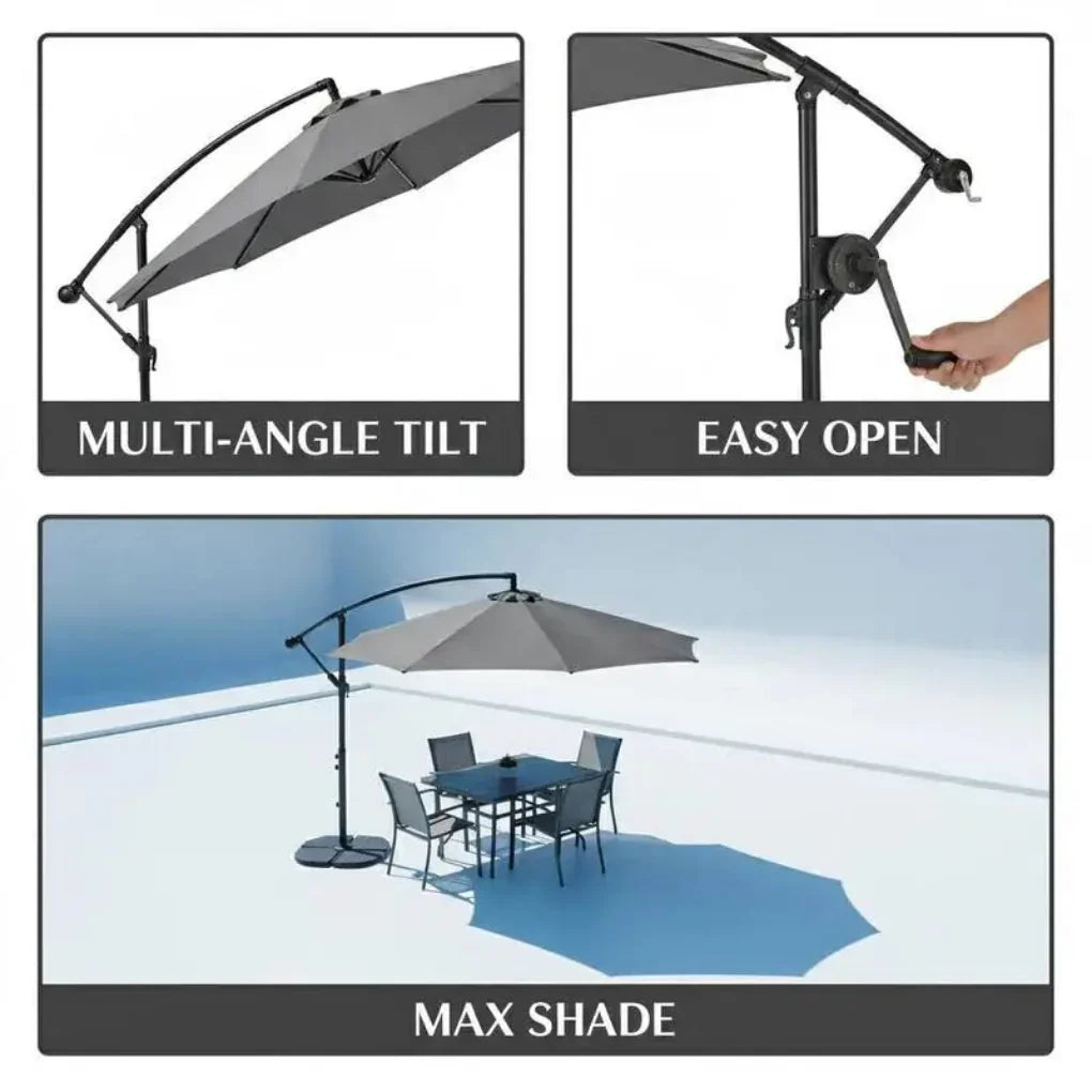 Modern Outdoor Sun Shade Parasol with Easy Crank Opening System