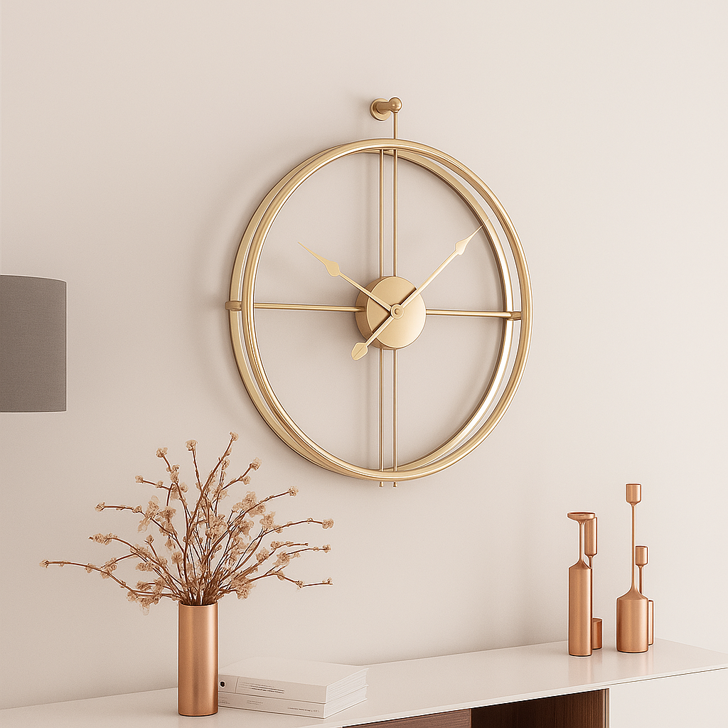 Modern Wall Clock – Silent Quartz, Minimalist Design, 55/60 cm, Black/Gray