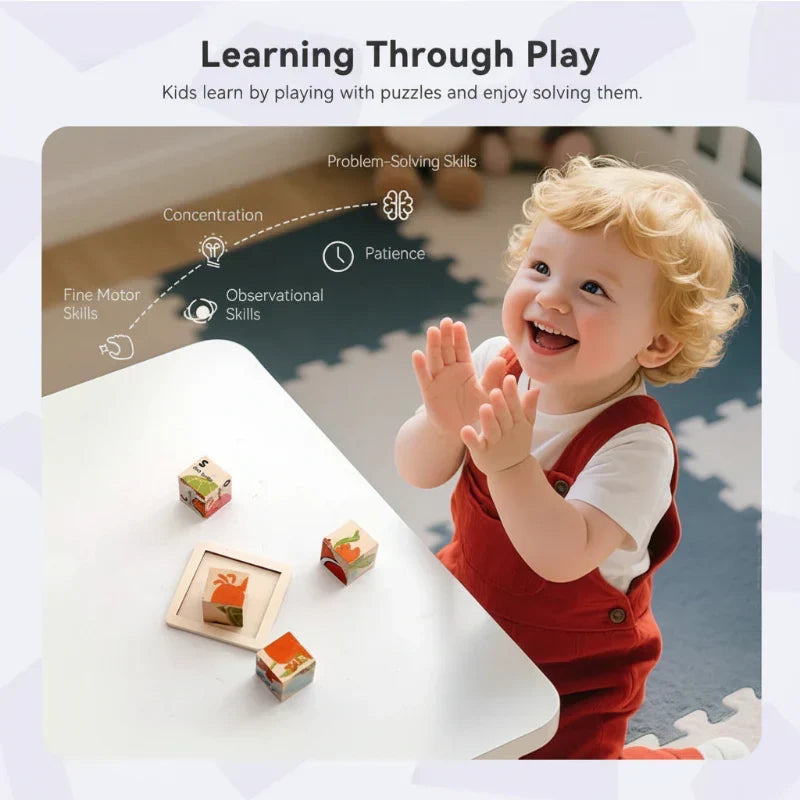 Montessori Animal Wooden Puzzle 6-in-1