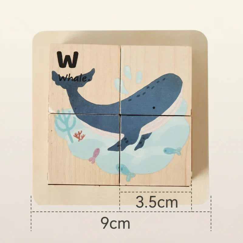 Montessori Animal Wooden Puzzle 6-in-1