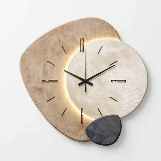 Moon-Lit Wall Clock with Warm Backlight