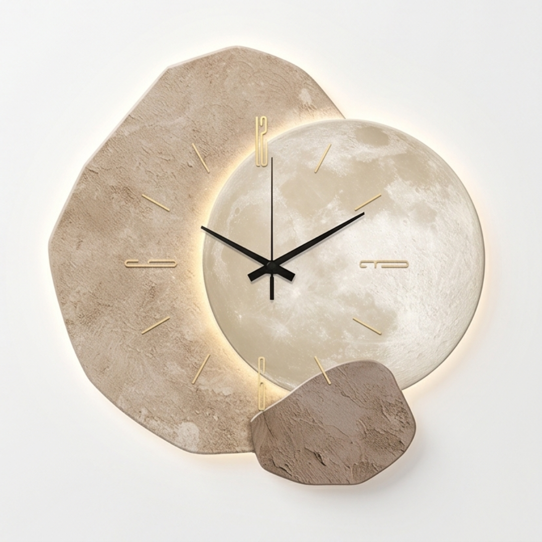 Moon-Lit Wall Clock with Warm Backlight