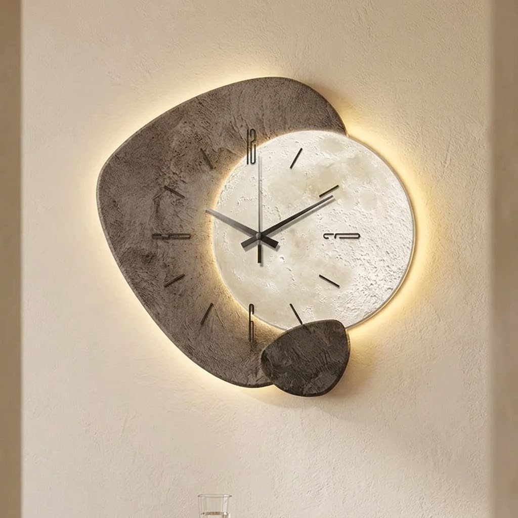 Moon-Lit Wall Clock with Warm Backlight