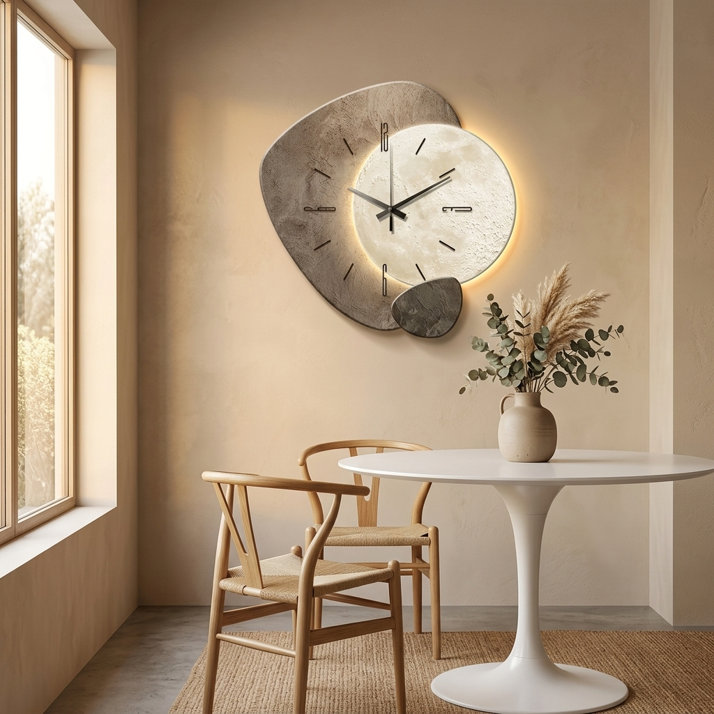 Moon-Lit Wall Clock with Warm Backlight