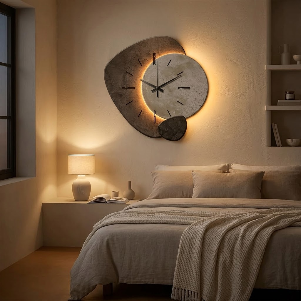 Moon-Lit Wall Clock with Warm Backlight