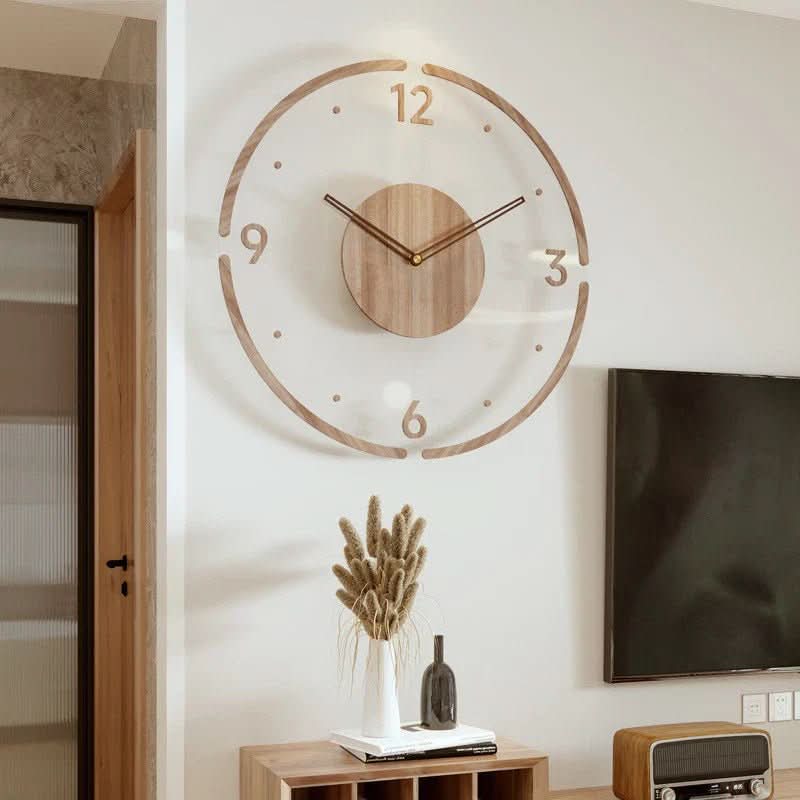 Natural Wood Wall Clock - Silent Scandinavian Design - Minimalist Home Decor