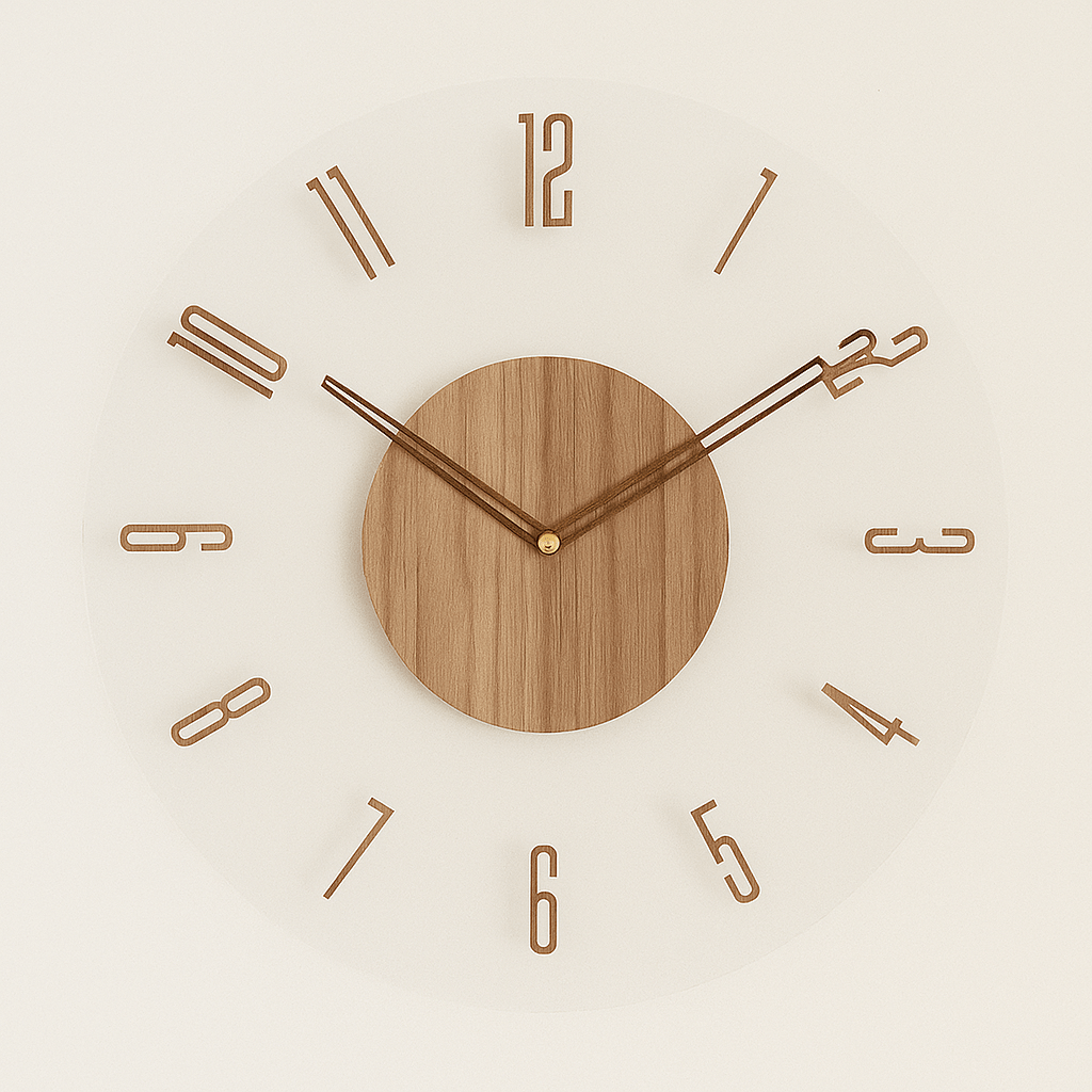 Natural Wood Wall Clock - Silent Scandinavian Design - Minimalist Home Decor