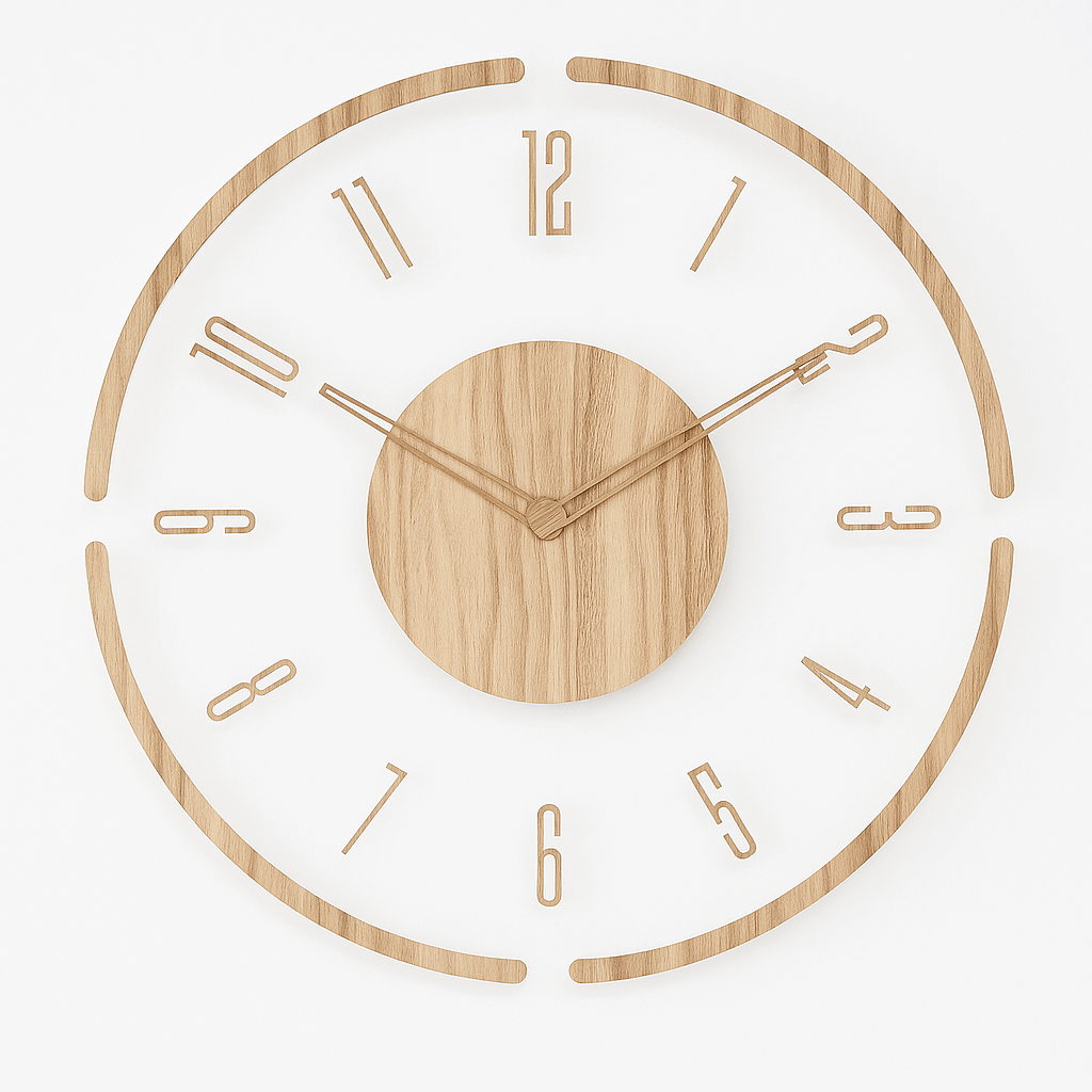 Natural Wood Wall Clock - Silent Scandinavian Design - Minimalist Home Decor