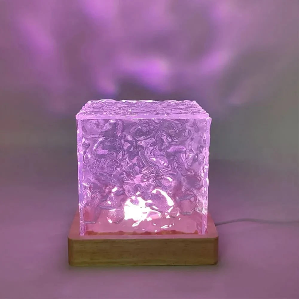 Nordic Glass Cube Lamp with Ambient Light