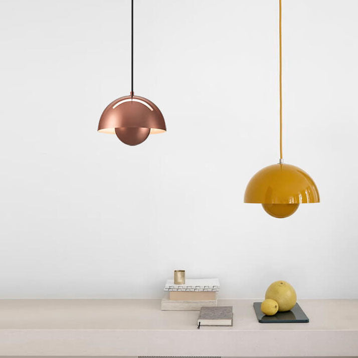 Nordic Pendant Lamp with Dome Metal Shade - Adjustable Pendant Light for Scandinavian Kitchen Lighting