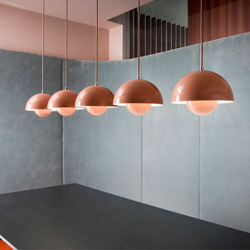 Nordic Pendant Lamp with Dome Metal Shade - Adjustable Pendant Light for Scandinavian Kitchen Lighting