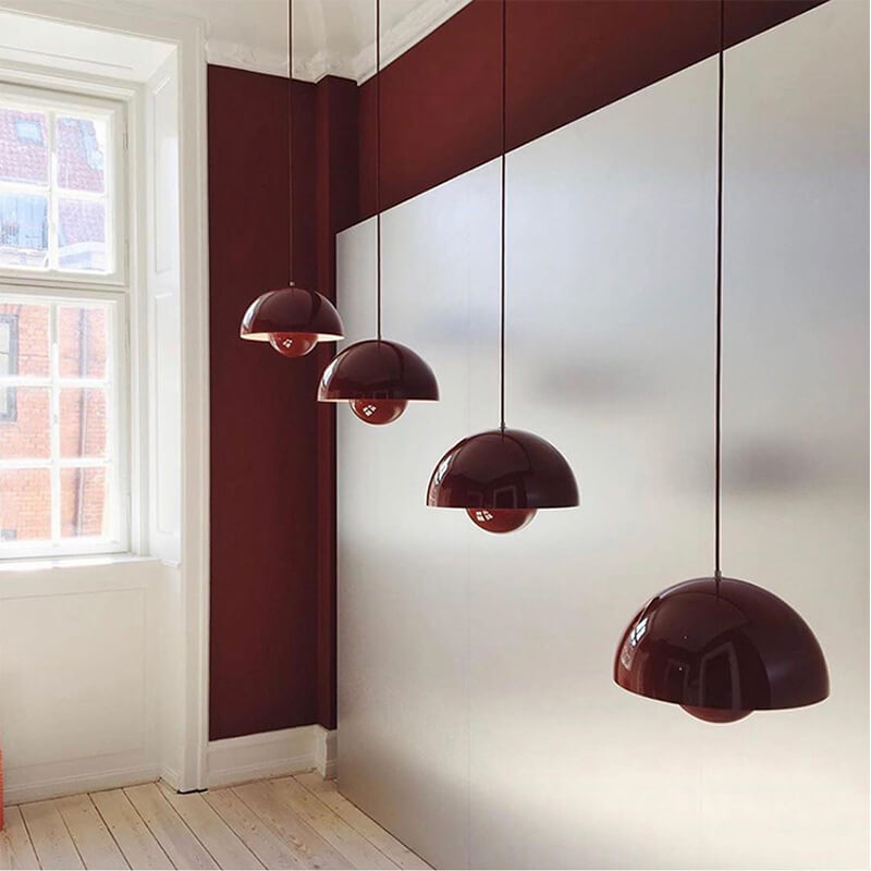 Nordic Pendant Lamp with Dome Metal Shade - Adjustable Pendant Light for Scandinavian Kitchen Lighting