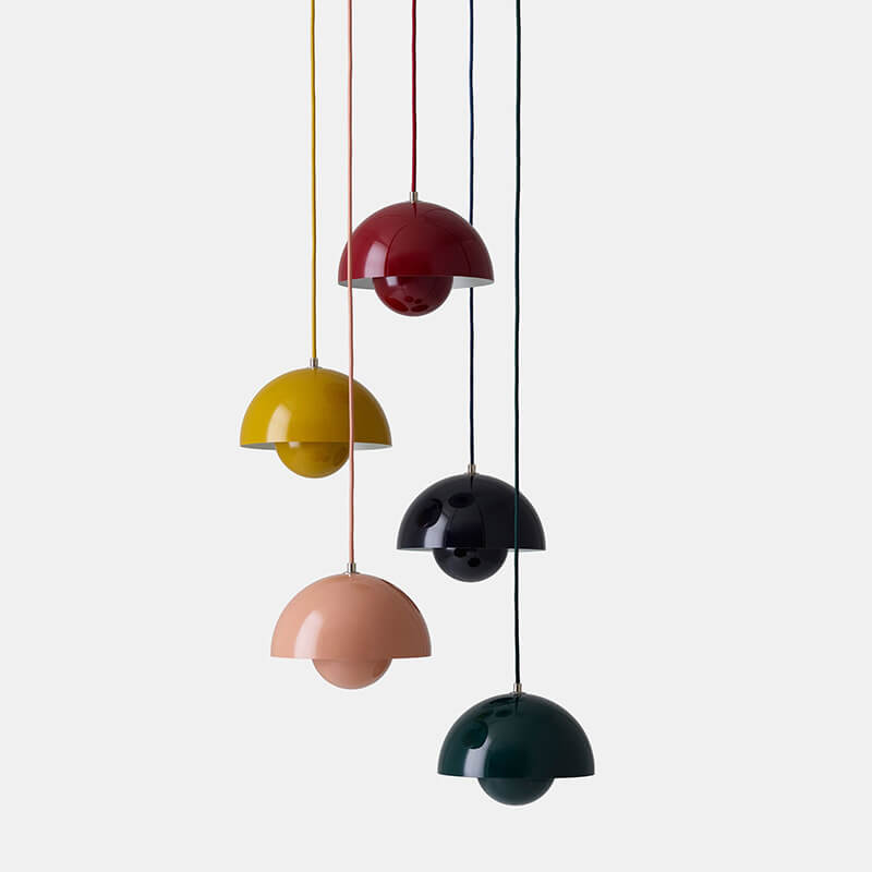 Nordic Pendant Lamp with Dome Metal Shade - Adjustable Pendant Light for Scandinavian Kitchen Lighting