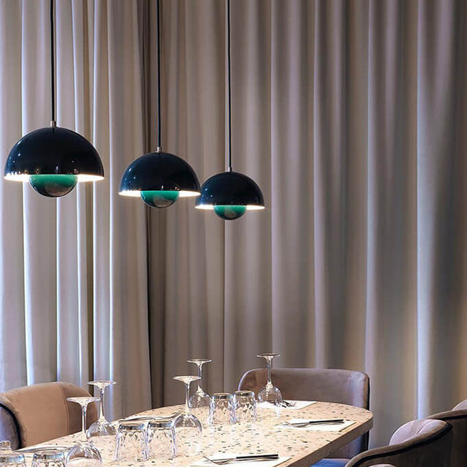 Nordic Pendant Lamp with Dome Metal Shade - Adjustable Pendant Light for Scandinavian Kitchen Lighting