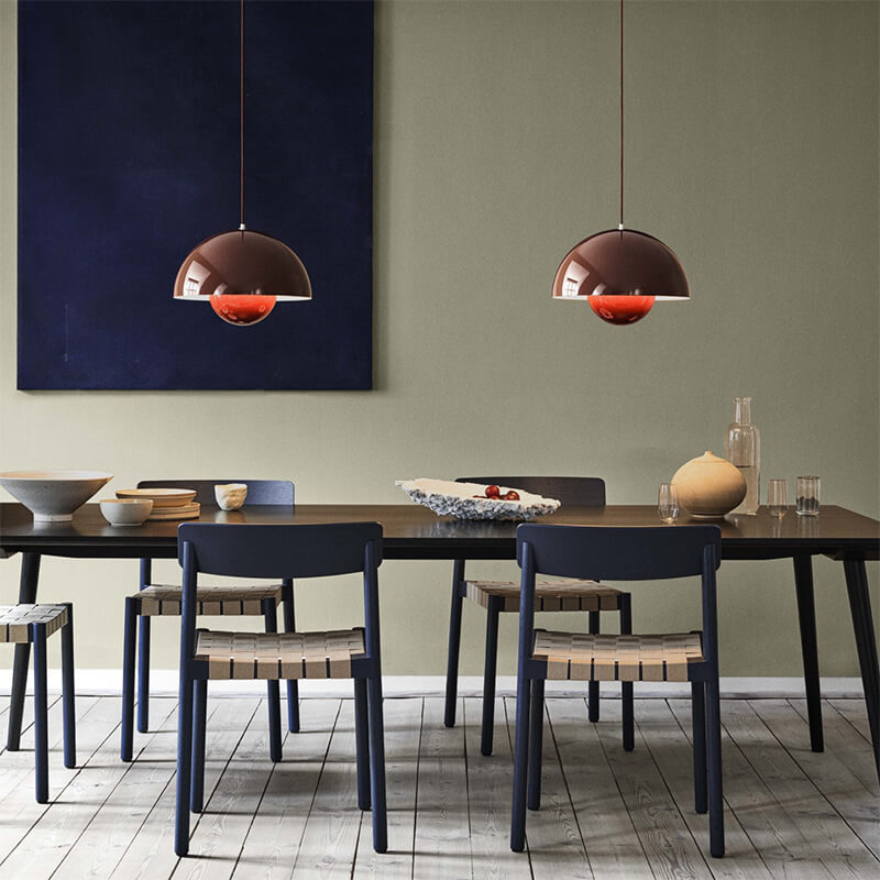 Nordic Pendant Lamp with Dome Metal Shade - Adjustable Pendant Light for Scandinavian Kitchen Lighting