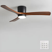 Nordic Wooden Ceiling Fan Light with Remote LED