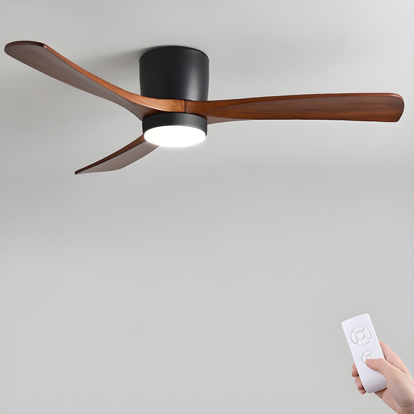 Nordic Wooden Ceiling Fan Light with Remote LED