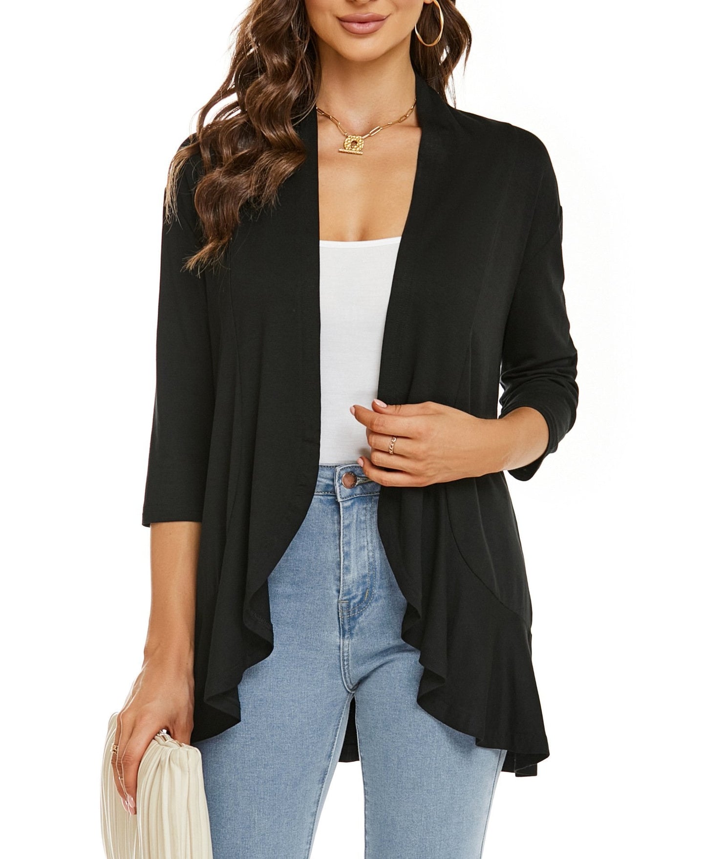 Open Front Draped Cardigan