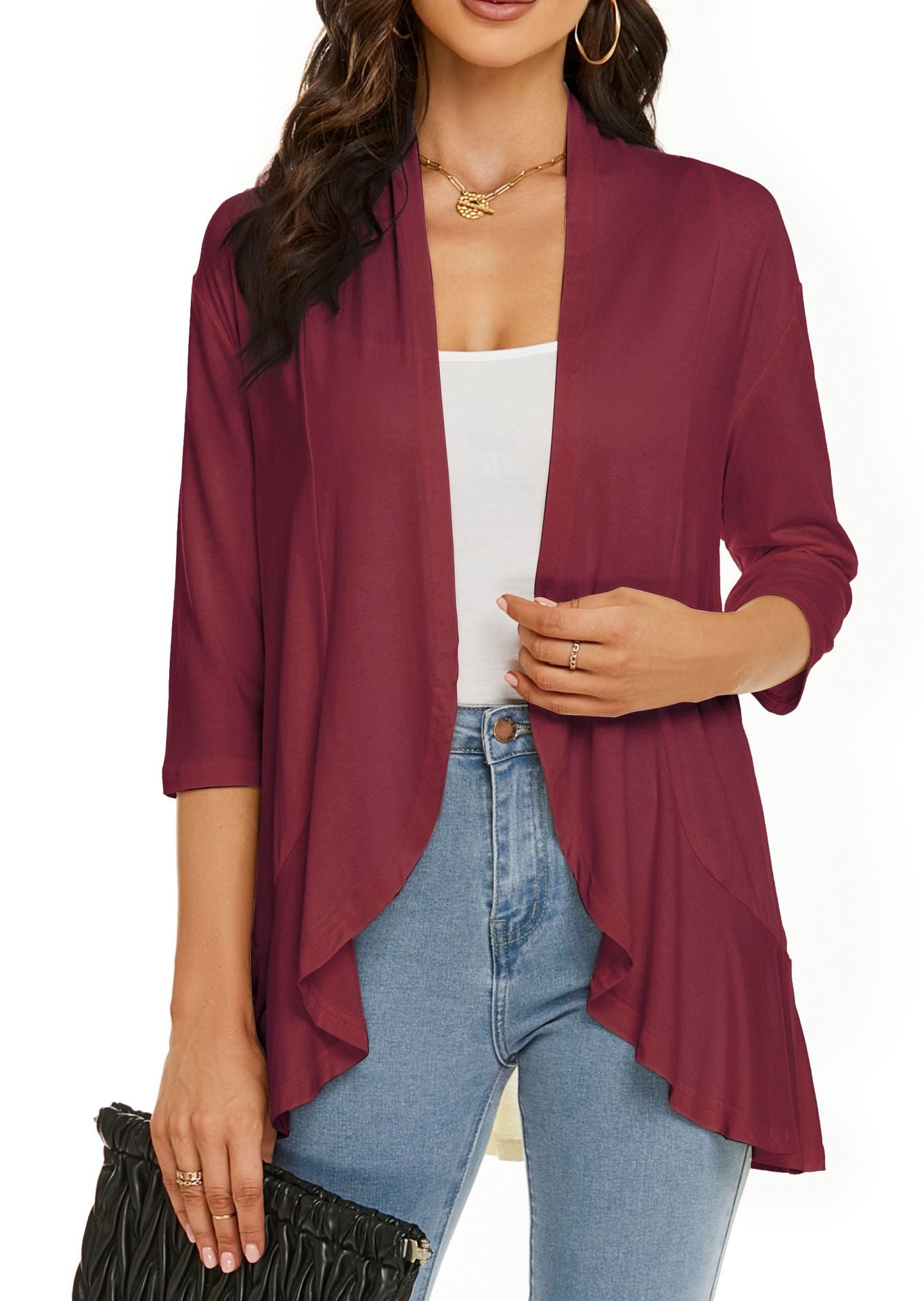 Open Front Draped Cardigan