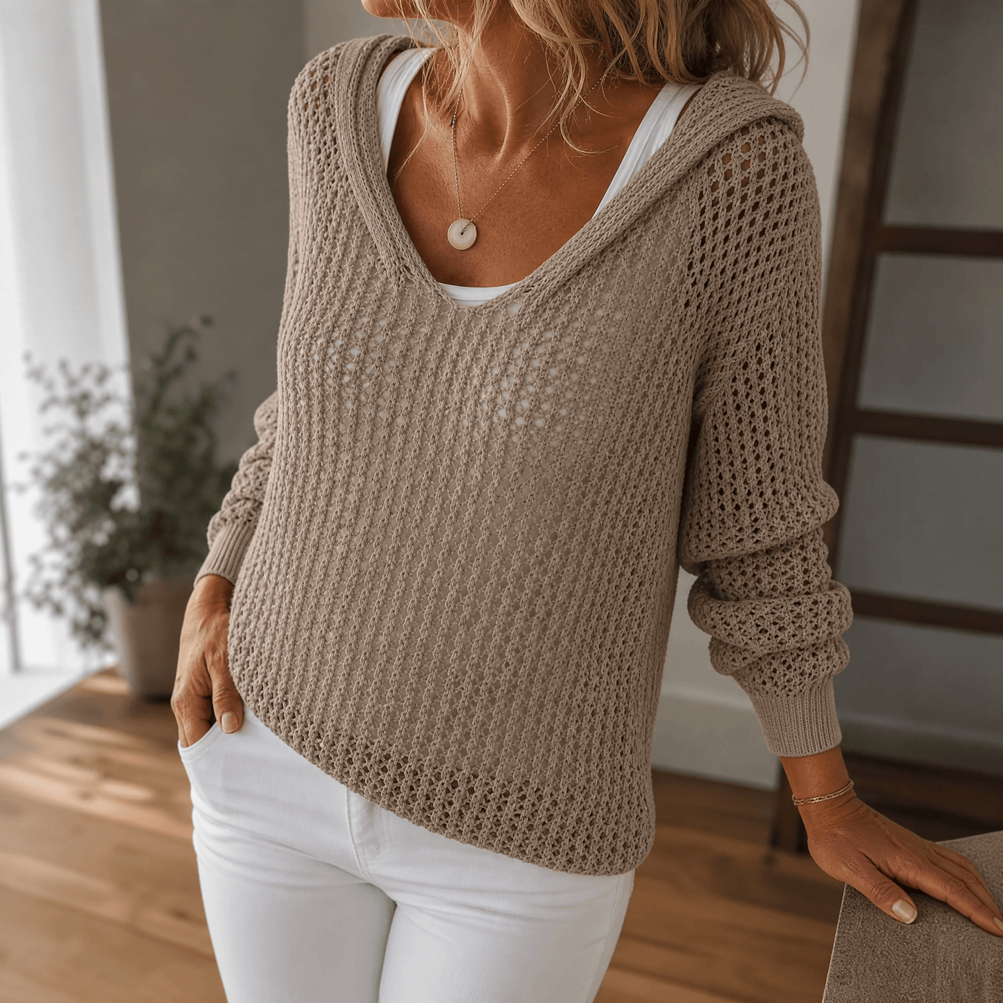 Open- Hooded Pullover