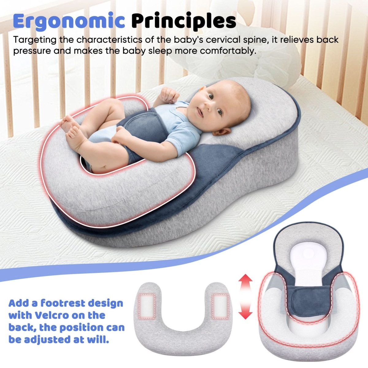 Orthopedic Pillow for Infants – Ergonomic Positioning Pillow, 100% Cotton, Support for Healthy Development