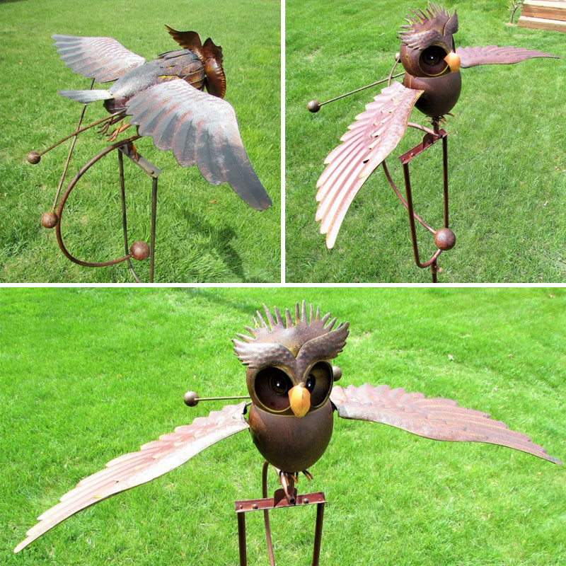 Outdoor Garden Decoration: Eagle and Owls in Metal