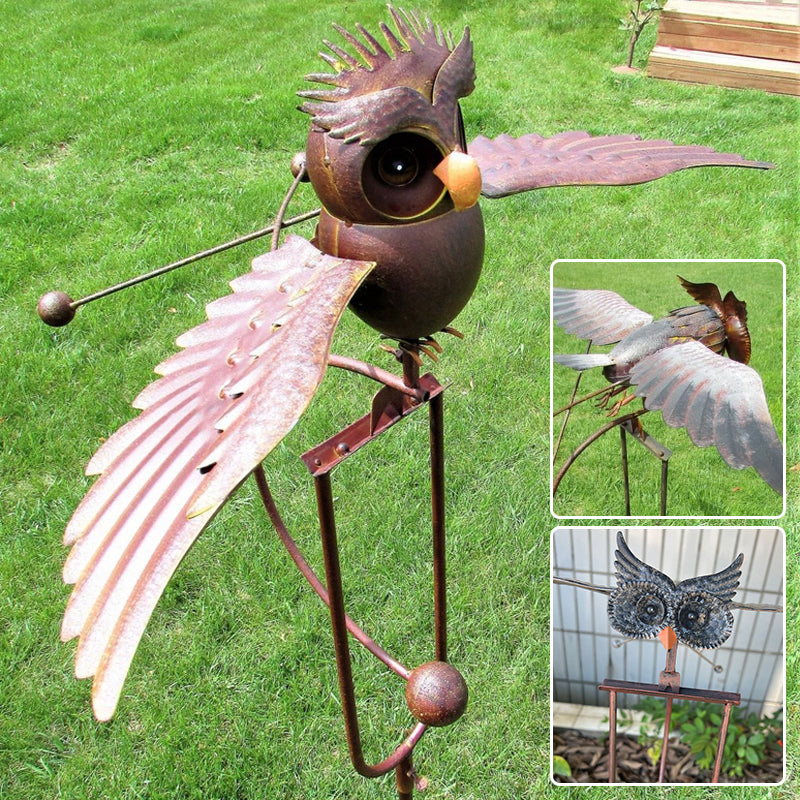 Outdoor Garden Decoration: Eagle and Owls in Metal