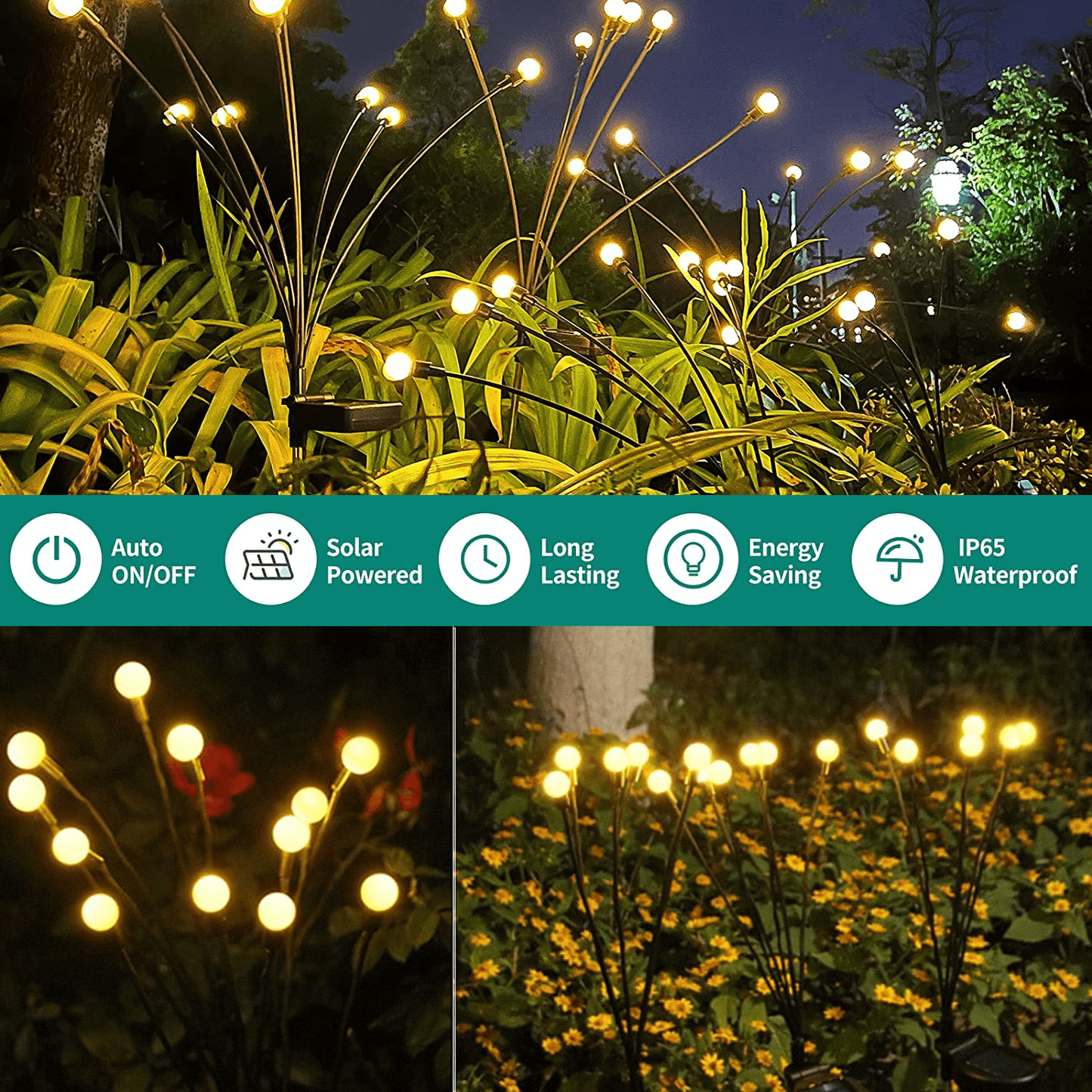 Outdoor Solar Firefly Garden Lights - IP65 Waterproof