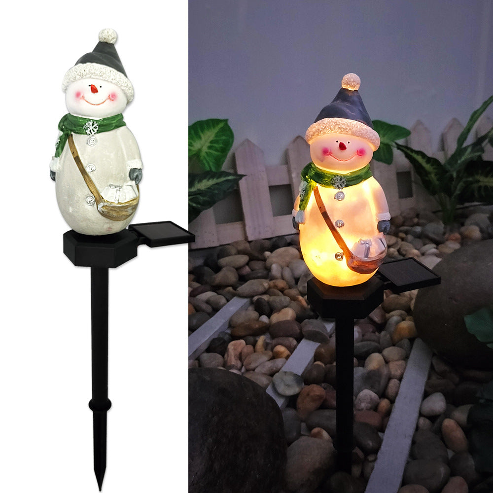 Outdoor Solar-Powered LED Snowman Garden Stake Light