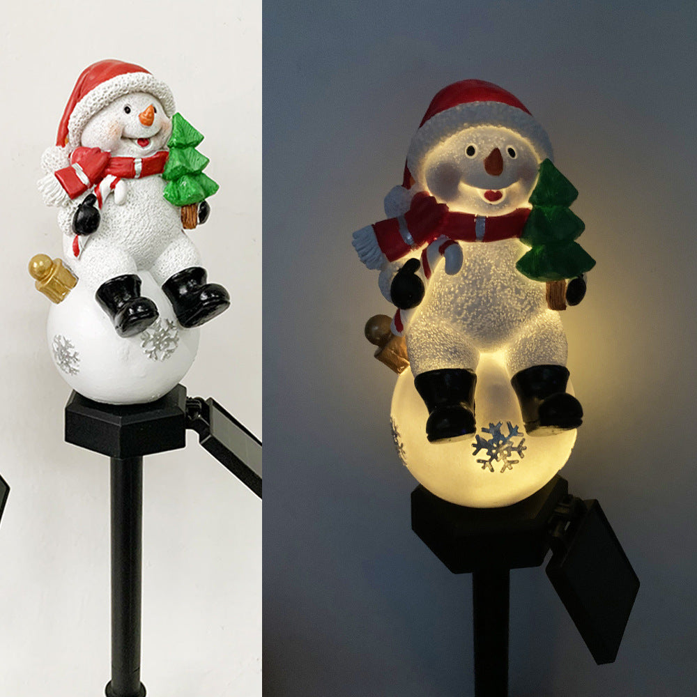 Outdoor Solar-Powered LED Snowman Garden Stake Light
