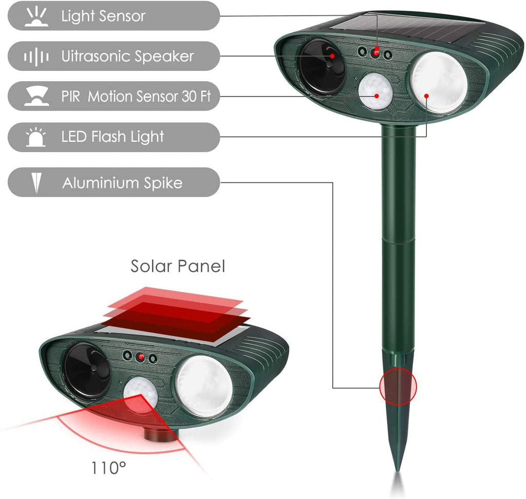 Outdoor Solar Ultrasonic Cat Repeller for Gardens
