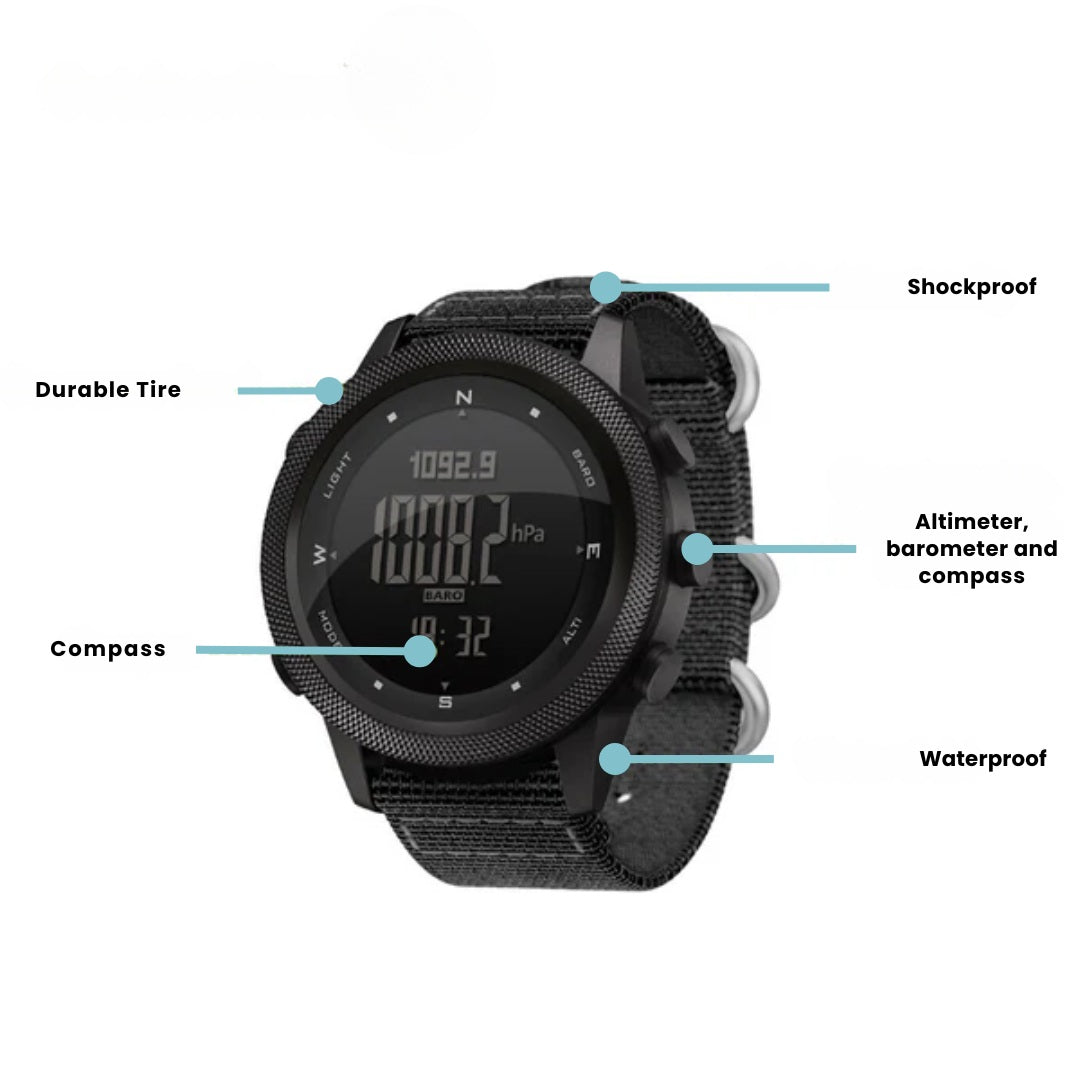 Outdoor Sports Watch – Waterproof 50M, Barometer, Altimeter & Compass