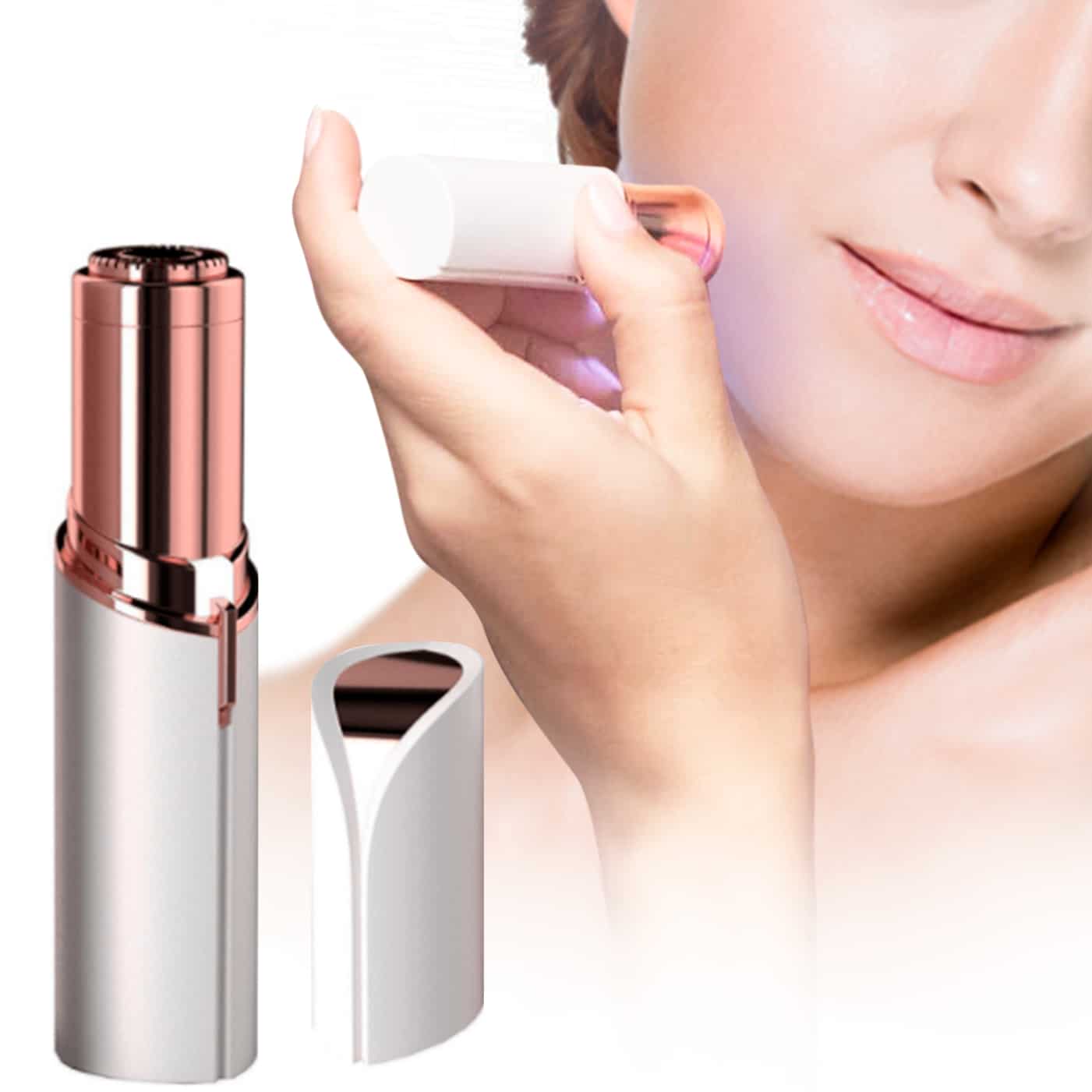 Painless Hair Remover with LED - Shaped Like a Lipstick