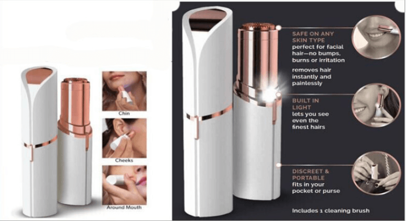 Painless Hair Remover with LED - Shaped Like a Lipstick