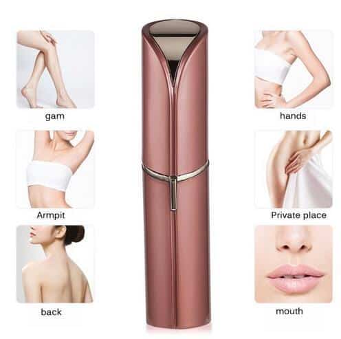 Painless Hair Remover with LED - Shaped Like a Lipstick