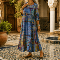 Painterly Patchwork Midi Dress