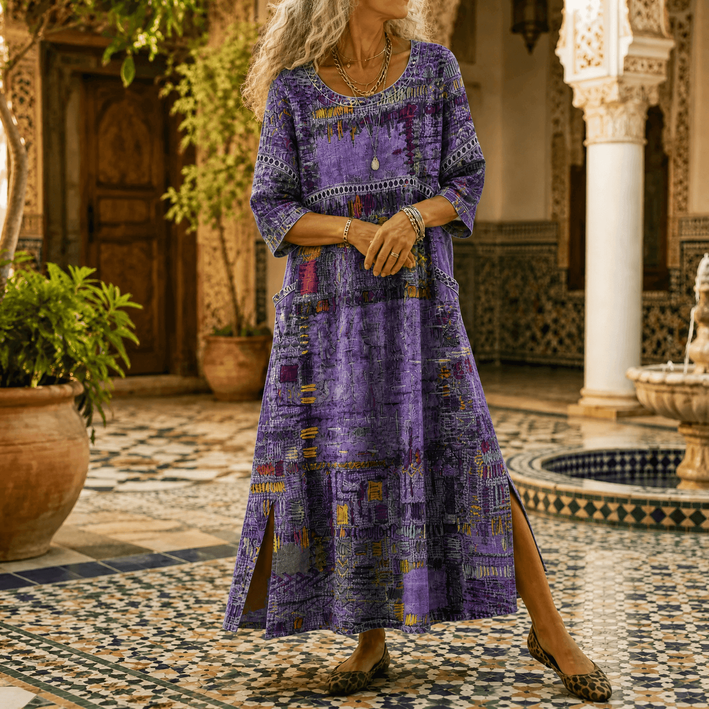 Painterly Patchwork Midi Dress