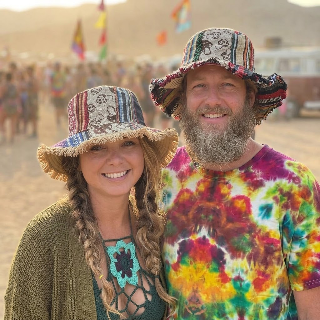 Patchwork Mushroom Bucket Hat with Hidden Pocket