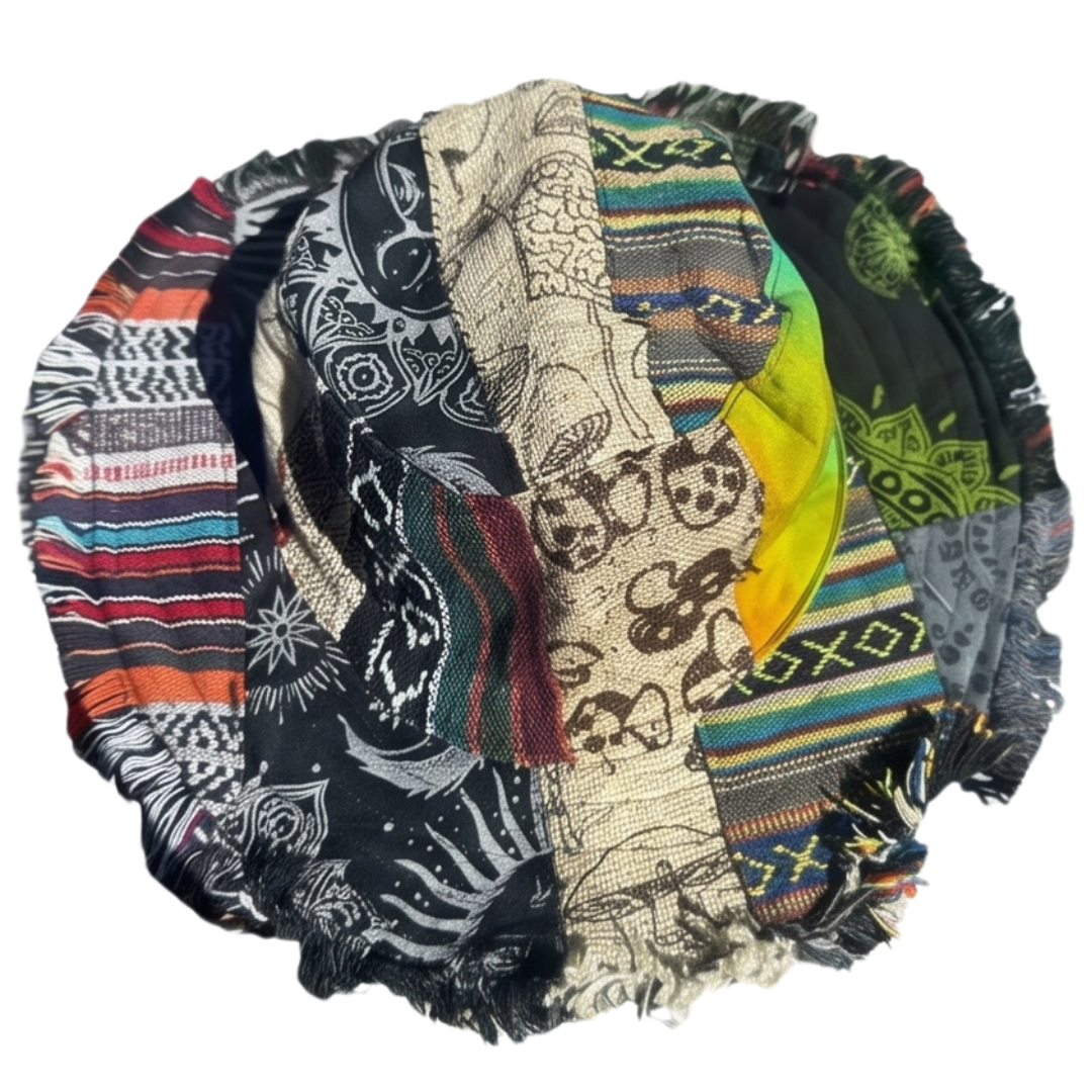 Patchwork Mushroom Bucket Hat with Hidden Pocket