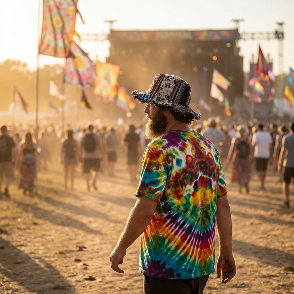 Patchwork Mushroom Bucket Hat with Hidden Pocket