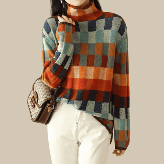 Patchwork Turtleneck Sweater
