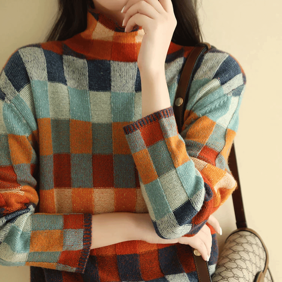 Patchwork Turtleneck Sweater