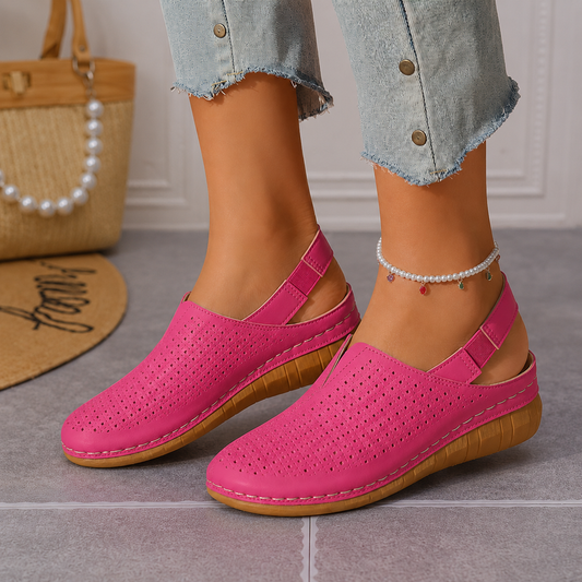 Perforated Wedge Slingback Comfort Sandals