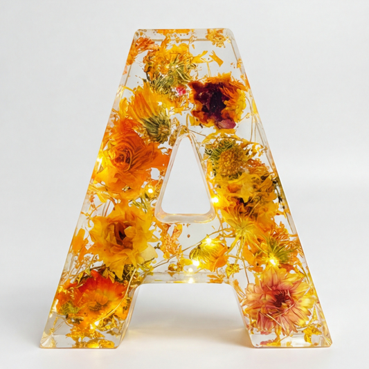 Personalized Floral Resin Letter Light