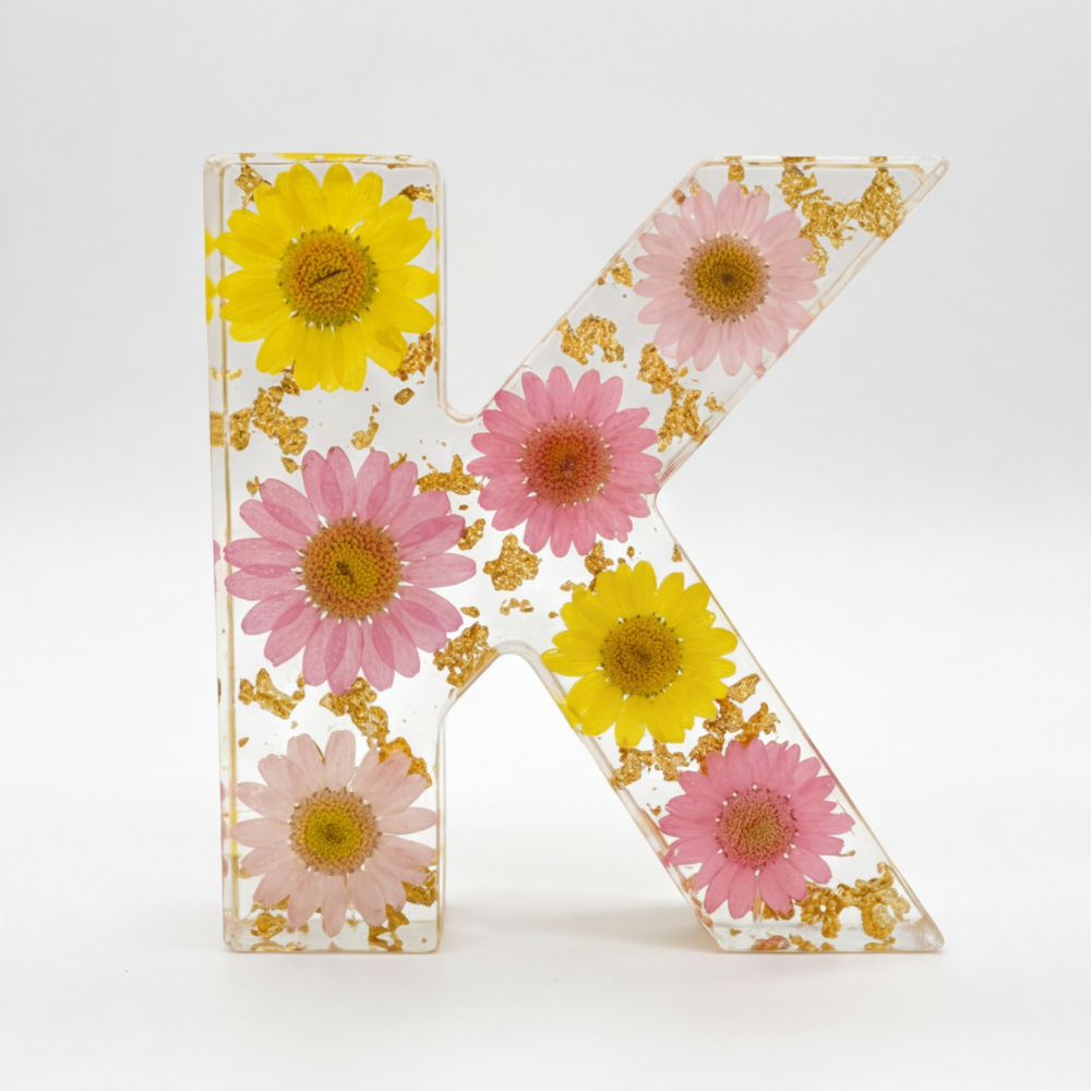 Personalized Floral Resin Letter Light